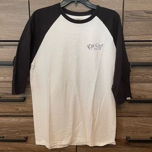 Vans White and Black Raglan Short Sleeve Tee